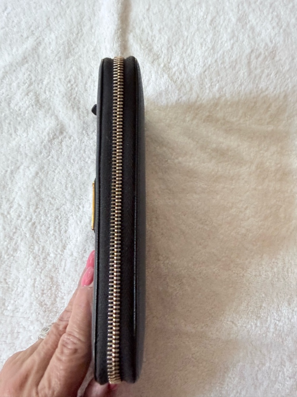 Prada Black Saffiano Leather Wallet with Gold Triangle Logo - Picture 4 of 11
